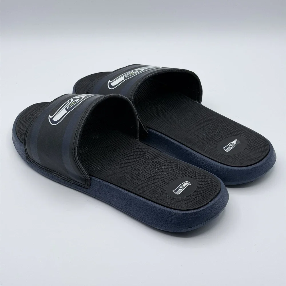 Seattle Seahawks NFL Mens FOCO Slide Sandals Training Camp Gel Slides Sz L 11-12